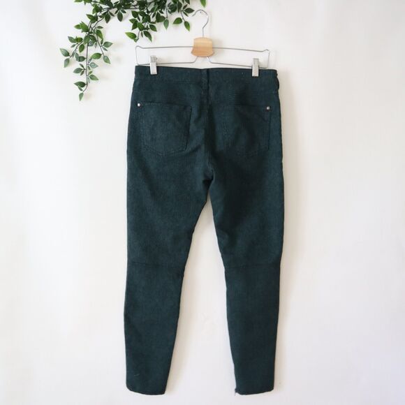 Pilcro Anthropologie Dark Green Zip Ankle Skinny Textured Pants Size 28 - Picture 3 of 4
